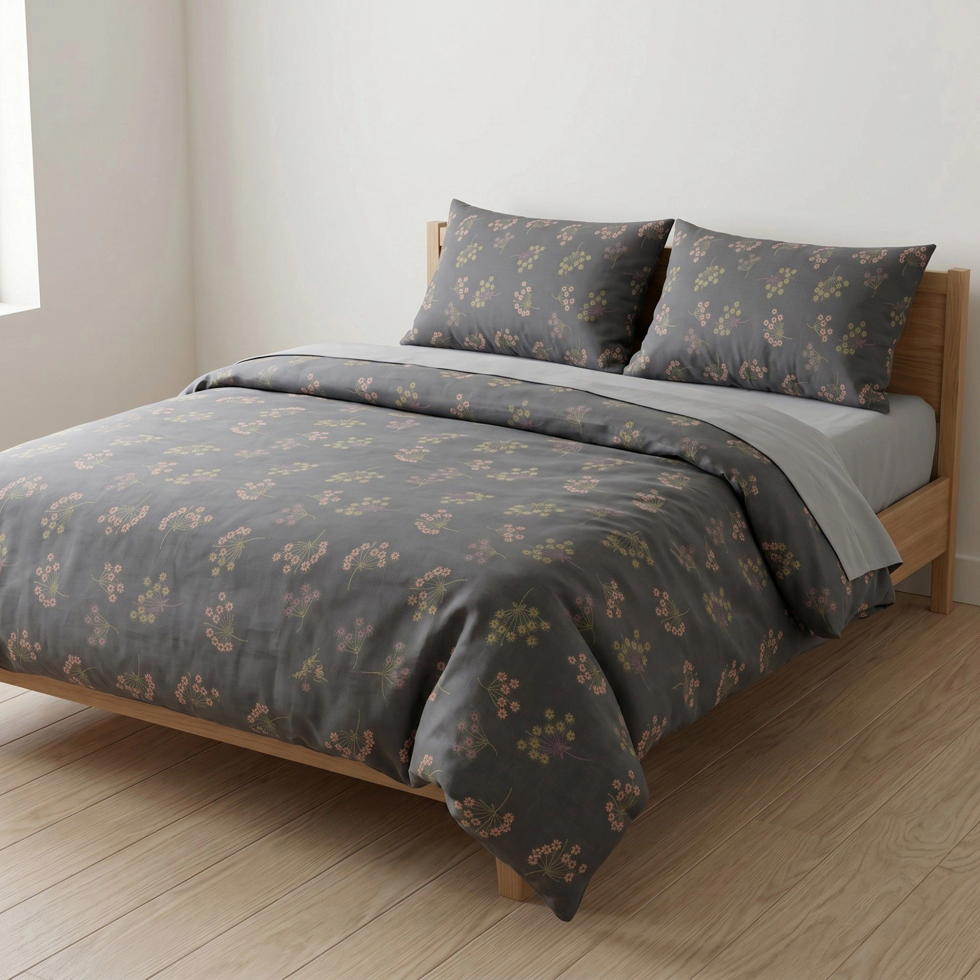 Alilang Unisex 4-Piece Bedding Set with Floral Print Duvet Cover, Coordinating Pillowcases, and Flat Sheet for a Cozy Be