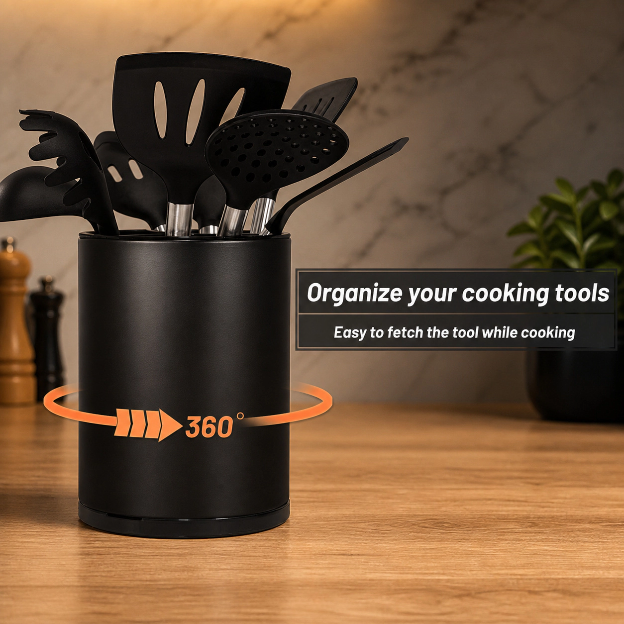WZK 360 Degree Rotating Stainless Steel Kitchen Utensil Holder
