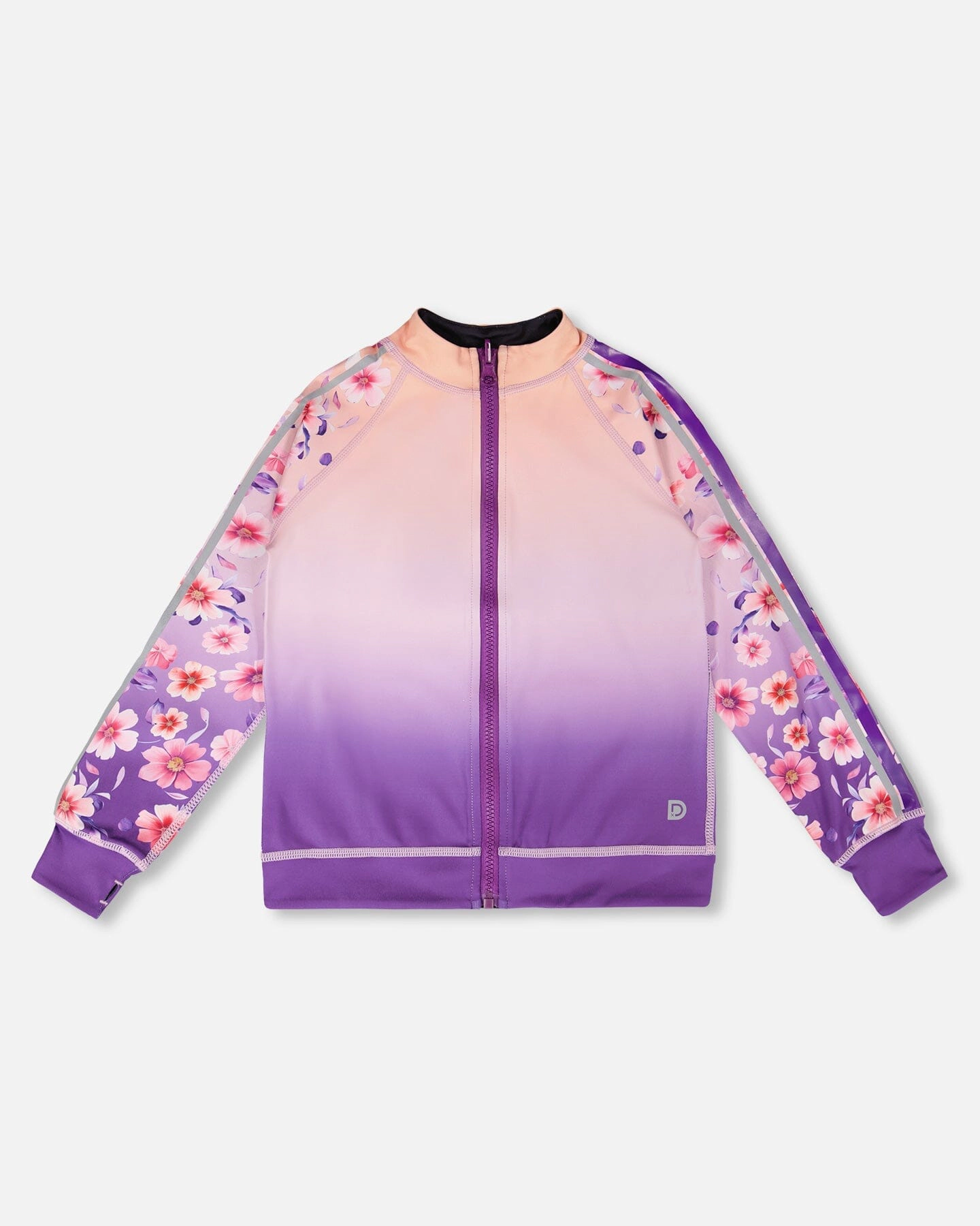 Deux par Girls Full Zip Reversible Athletic Cardigan Recycled Polyester To Gradient