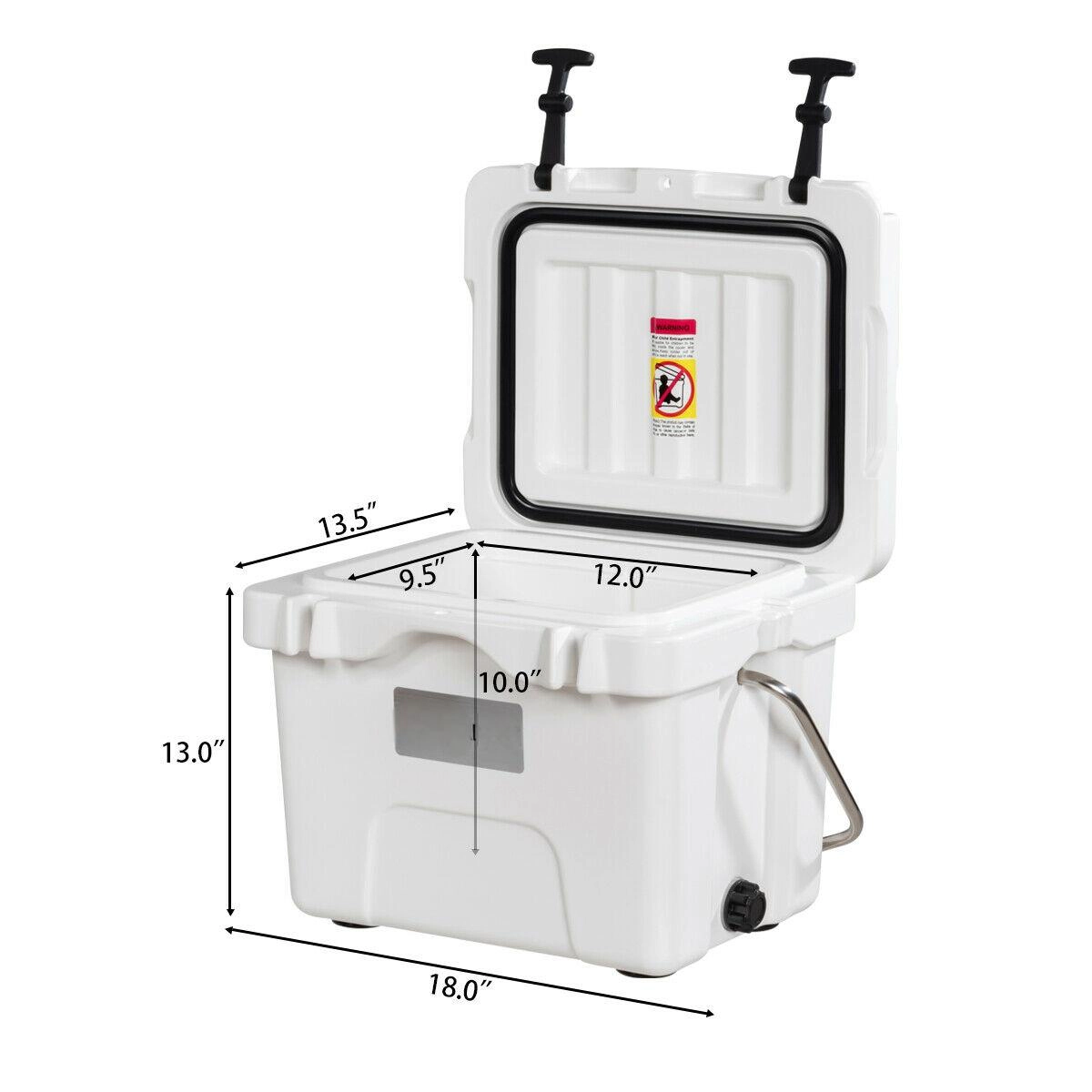 SUGIFT 16 Quart Insulated Ice Cooler 24-Can Capacity with 2 Cup Holders PE PU Construction 10-lb Net Weight White