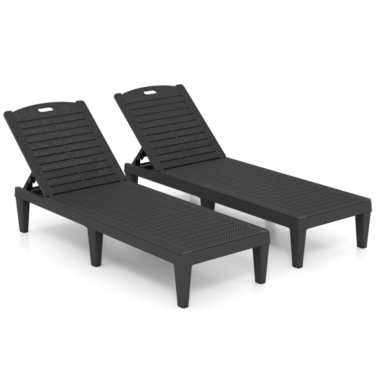 Hivvago Outdoor Pp Chaise Lounge Chairs Set Of 2 With 4-Position Adjustable Backrests