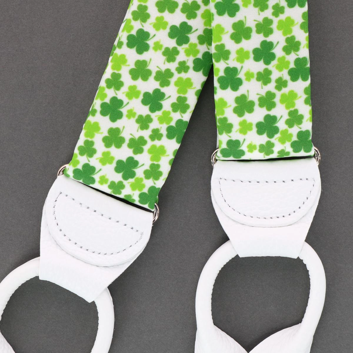 Trafalgar Men's White Shamrock Silk Button End Suspenders