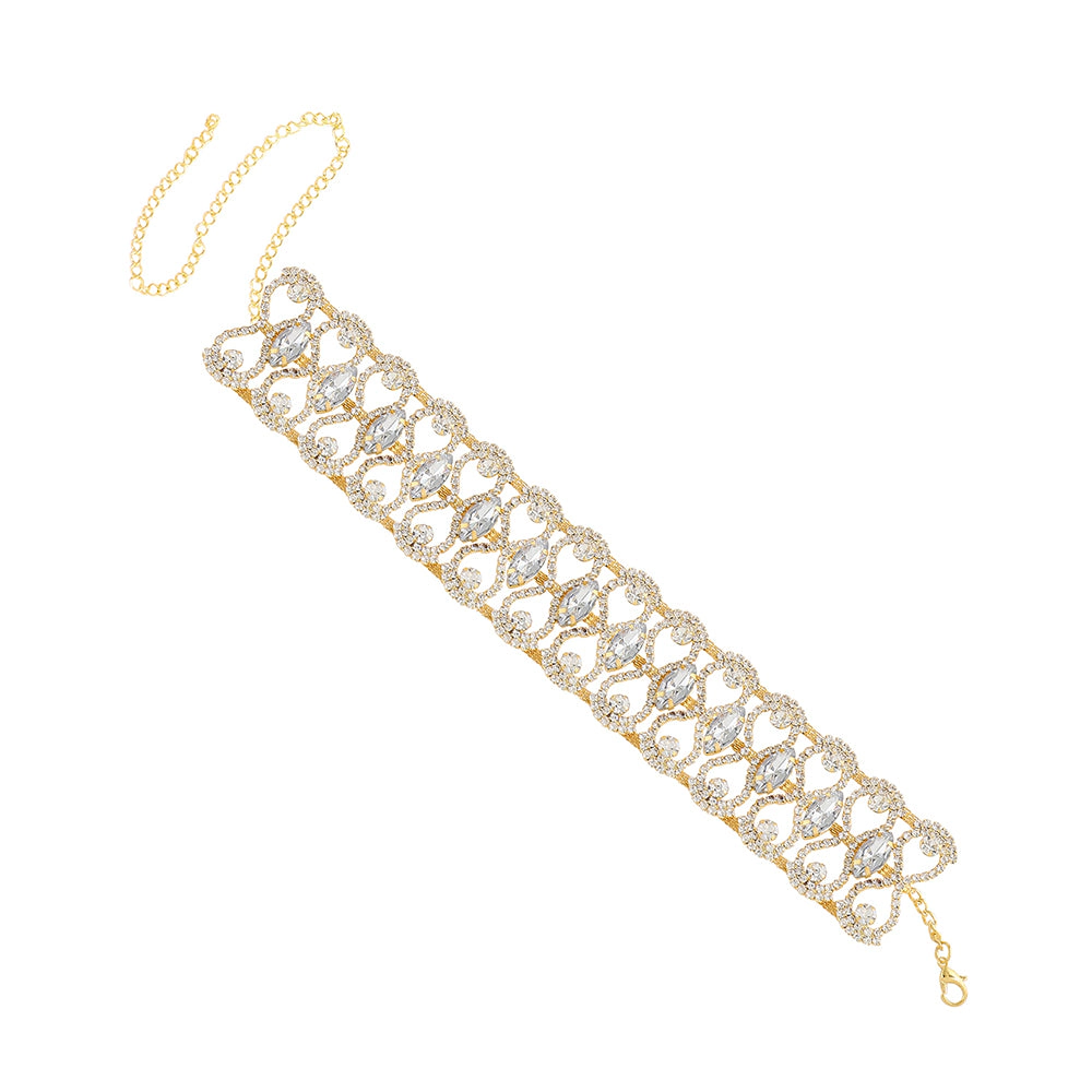 SOHI Women's Gold Plated Crystal Necklace