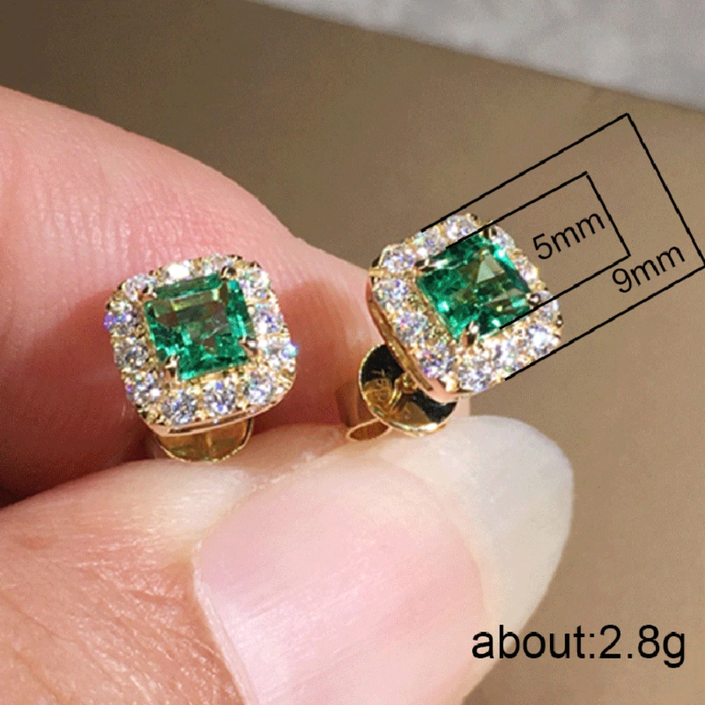 Wardrobe Whimsy Square Cut Cubic Zirconia Halo Stud Earrings Multi Tone Color Mini