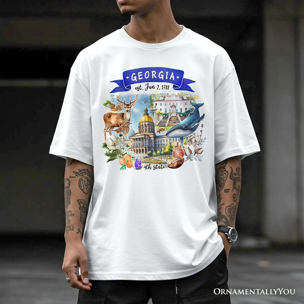 OrnamentallyYou Unisex Artistic Georgia State Themes And Landmarks T-Shirt