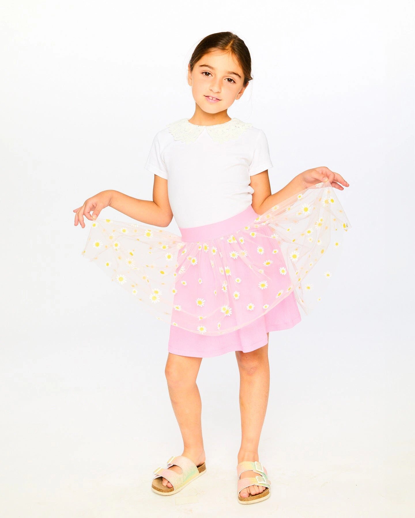 Deux par Girls Mesh and Crinkle Jersey Skirt