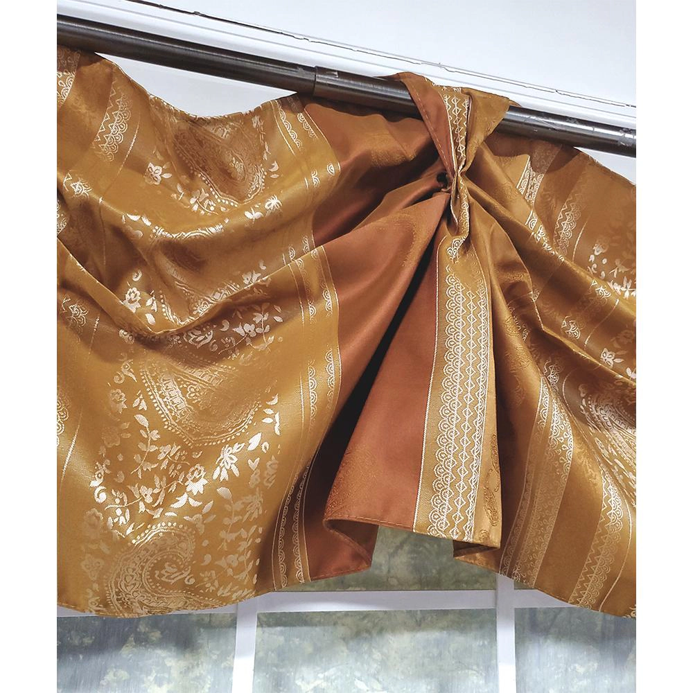 RLF Home Nikoleta Celebration Valance Hand Pleated Tabs Elegant Window Treatment Valance 36" x 18" Gold