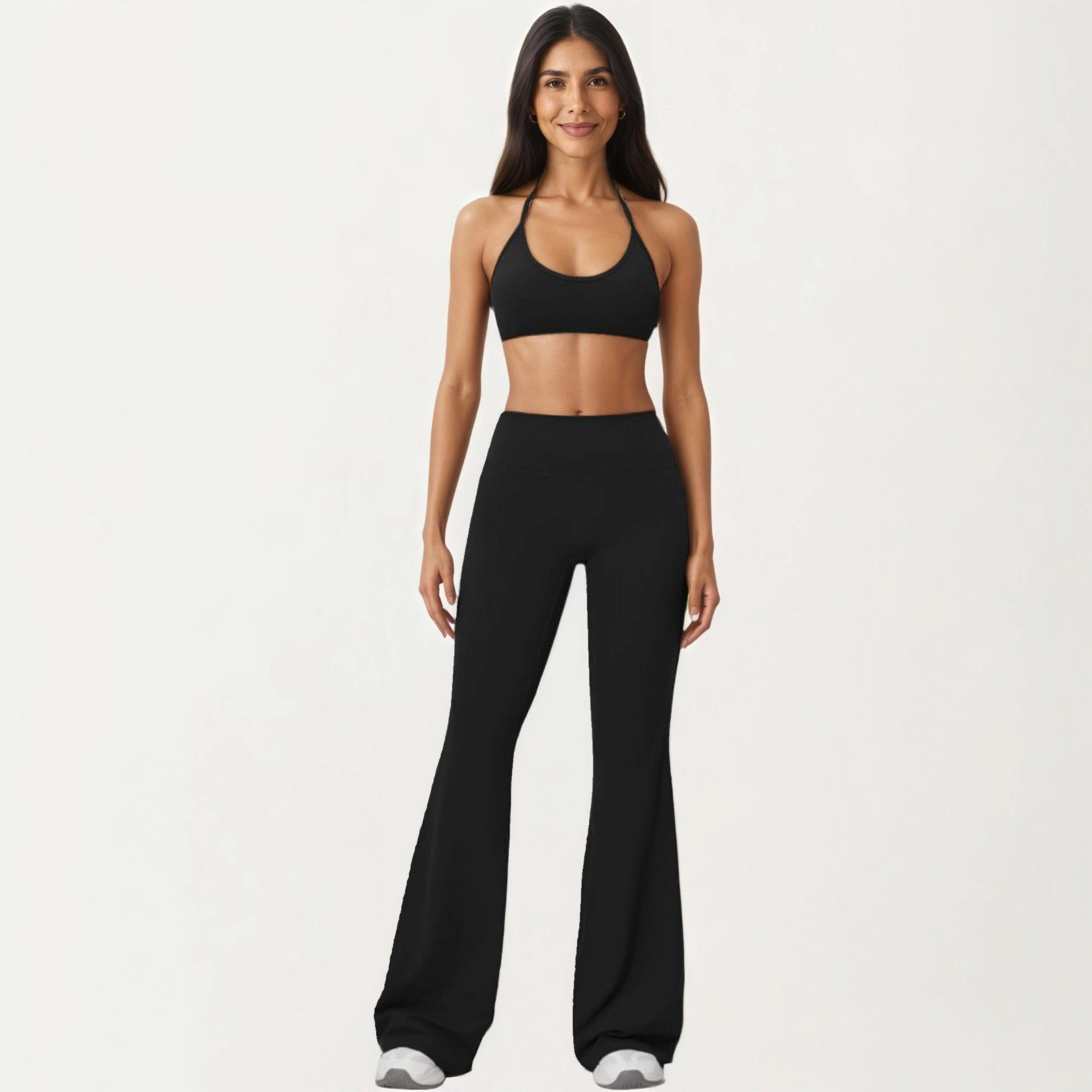 Anna-Kaci Active Women's High Waist Flare Yoga Pants with Wide Leg Stretch Fit and Seam Detail
