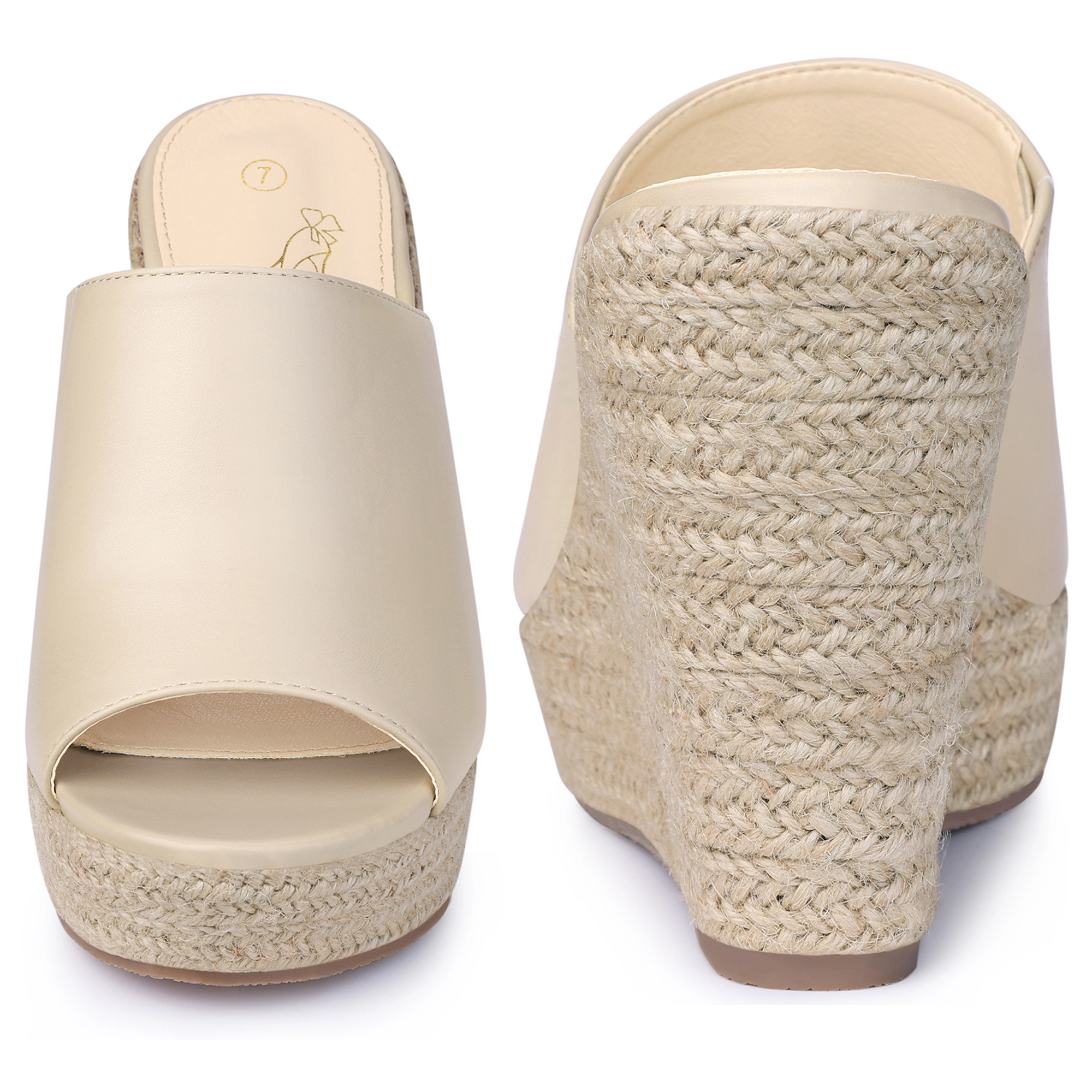 BLISSFUL STEP Women's Open Toe Espadrille Wedge Heel Platform Slide Sandals