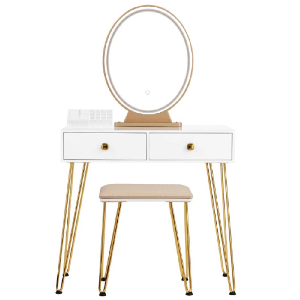Hivvago Industrial Makeup Dressing Table With 3 Lighting Modes-White