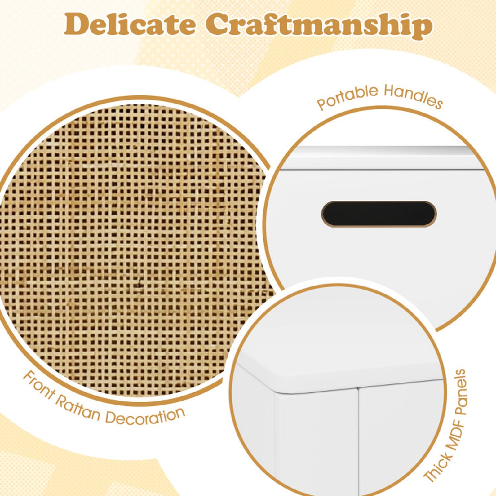 SUGIFT Kids Rattan Toy Storage Box with Flip Top Lid Safety Hinge 66-lb Top 33-lb Interior White Natural