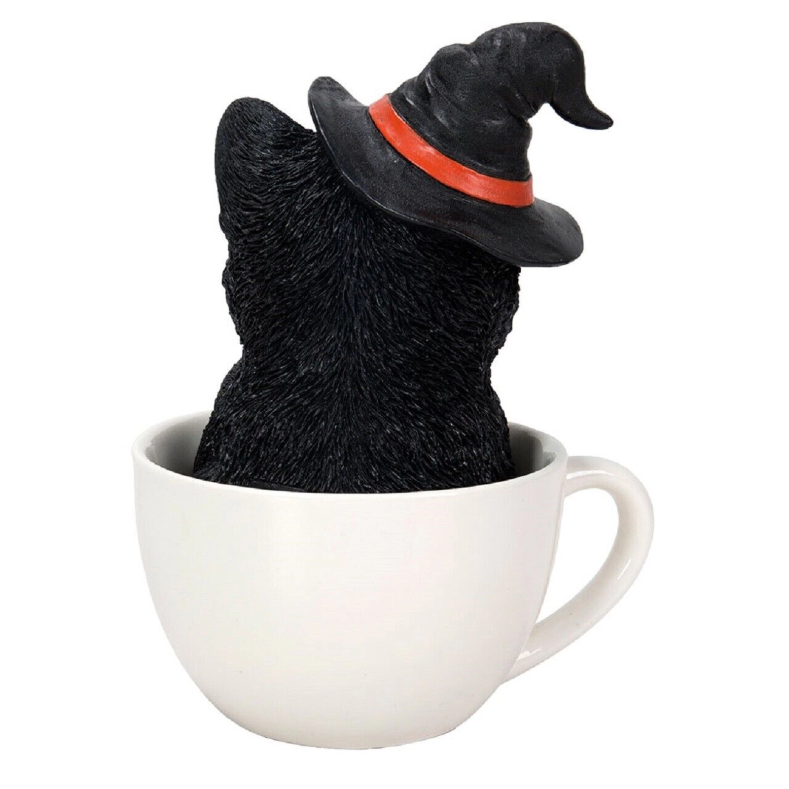 Pacific Giftware Black Kitten in a Boo Spiderweb Tea Cup Halloween Figurine 6 Inch Multicolor