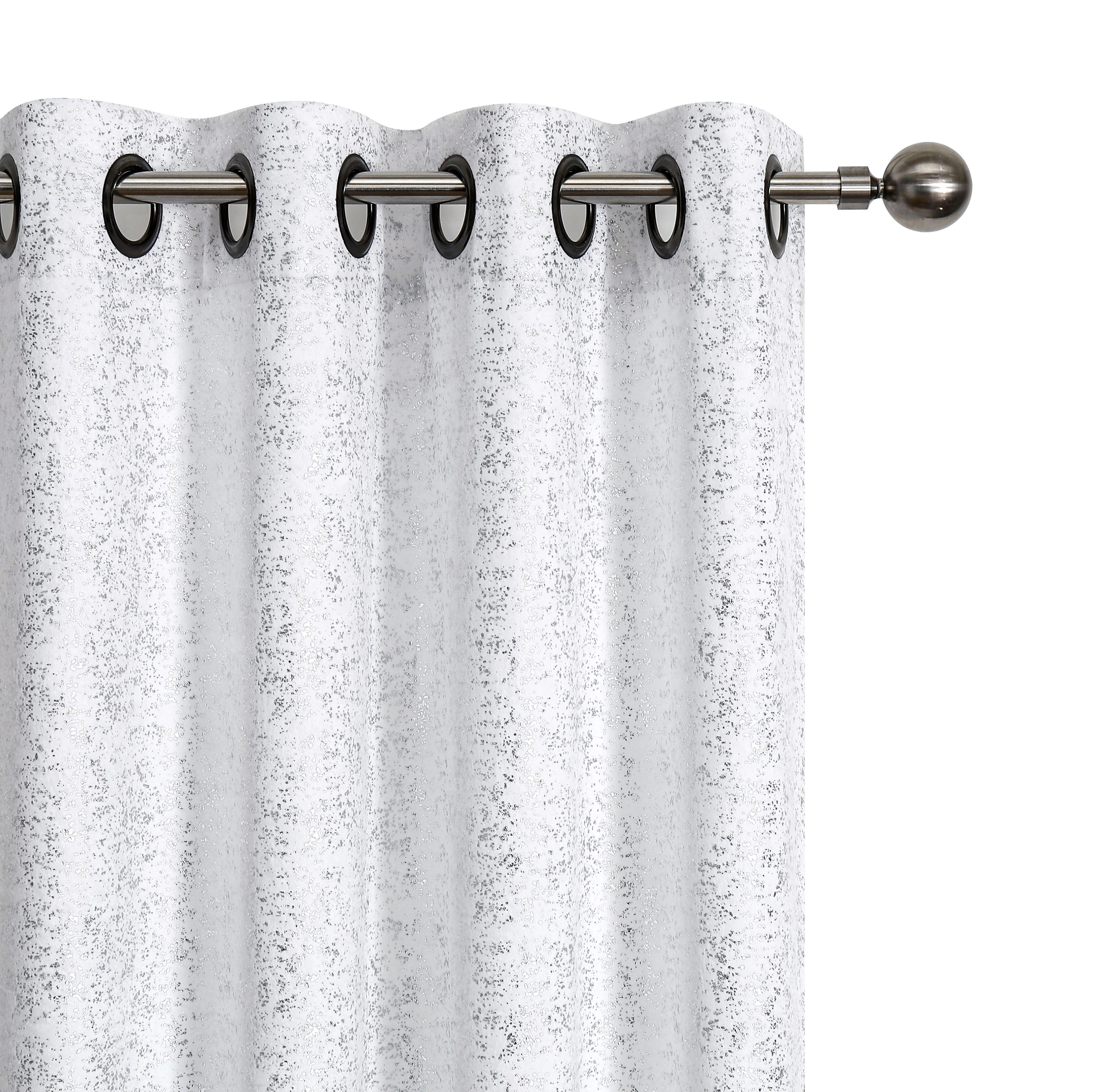 Kate Aurora 2 Piece Sadie White Metallic Sparkle Grommet Top Room Darkening Curtain Panels - 95 in. Long