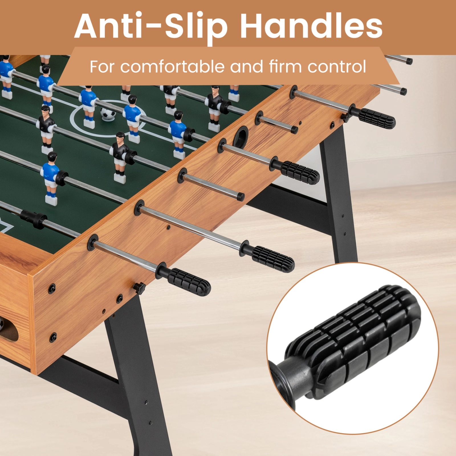 SUGIFT 48-in Folding Full Competition Size Soccer Table Game Ages 6 and Up Black/Natural