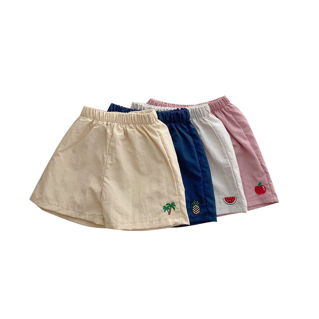 MyKids-USA Baby Fruit Embroidered Pattern Summer Beach Comfy Shorts