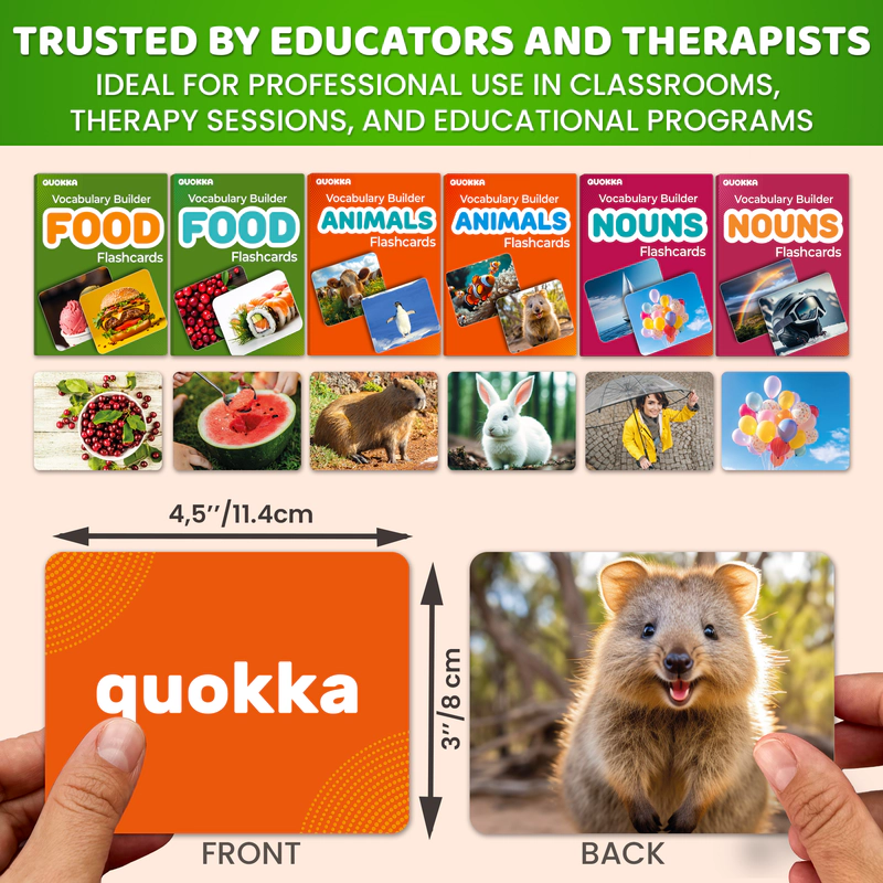 QUOKKA High Contrast & Vocabulary Flash Cards for Babies Kids – Emotions, Action Verbs Early Learning Set