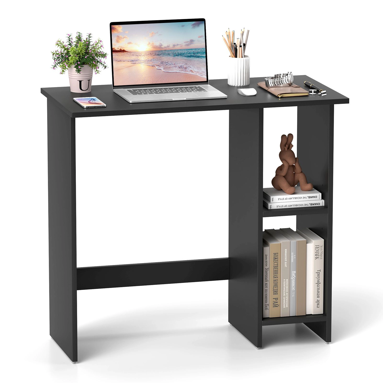 SlickBlue Compact Computer Desk with Adjustable Shelf