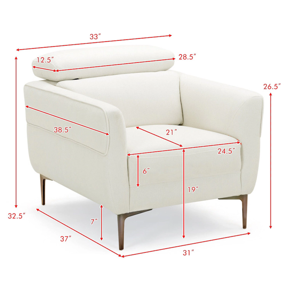 Hivvago Stylish Upholstered Armchair with Flexible Headrest