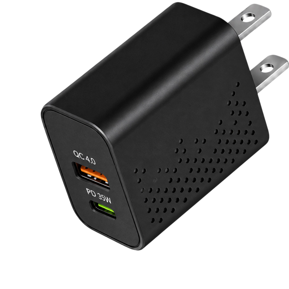 Qixxronics 35W Port Wall Charger USB-C USB-A Fast for iPhone, Samsung Galaxy, Google Pixel, iPad, AirPods & More