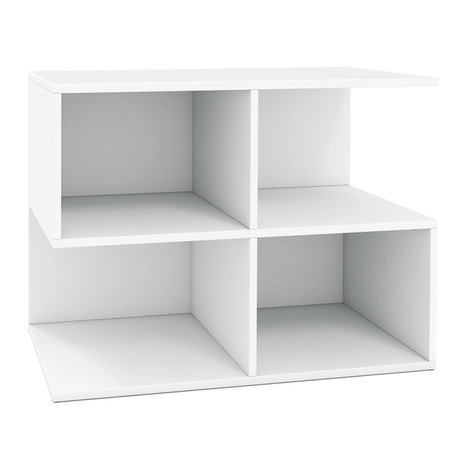 SUGIFT White 24-In 3-Tier S-Shaped End Table with 4 Storage Cubes