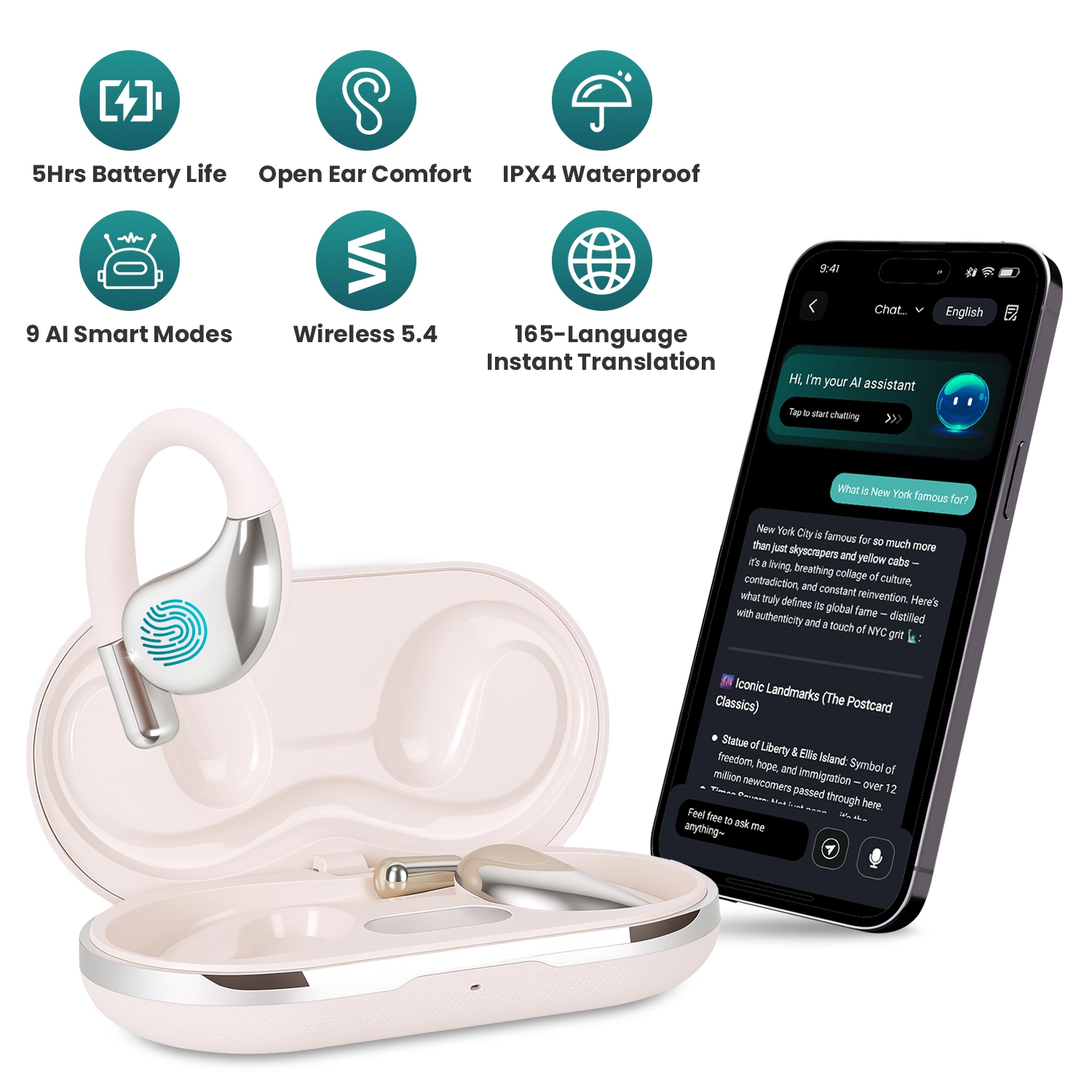 GBruno AI Translation Earbuds With Charging Case