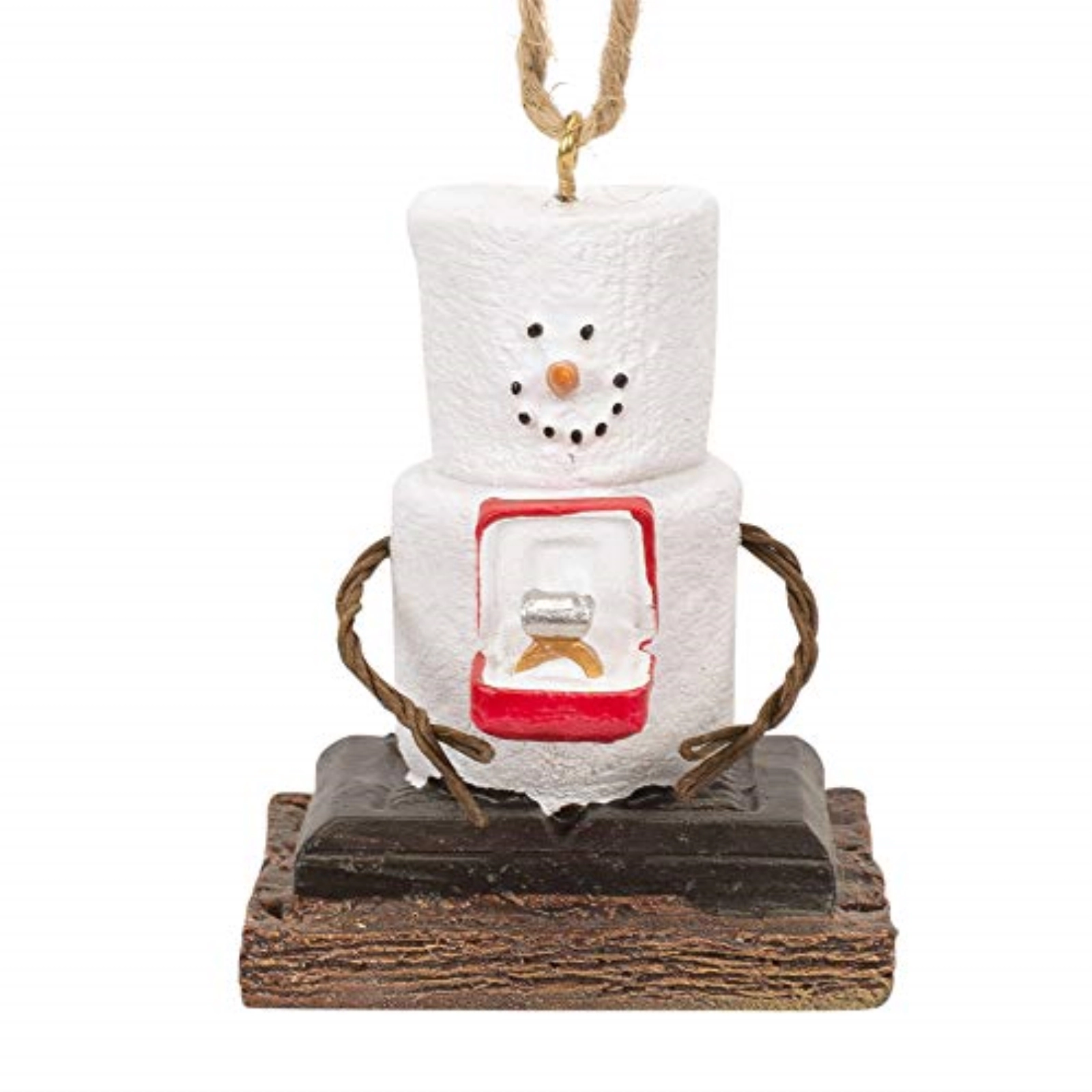 Ganz Smores Marshmallow Snowman Man Presenting an Engagement Ring Christmas Ornament 2.4 inch