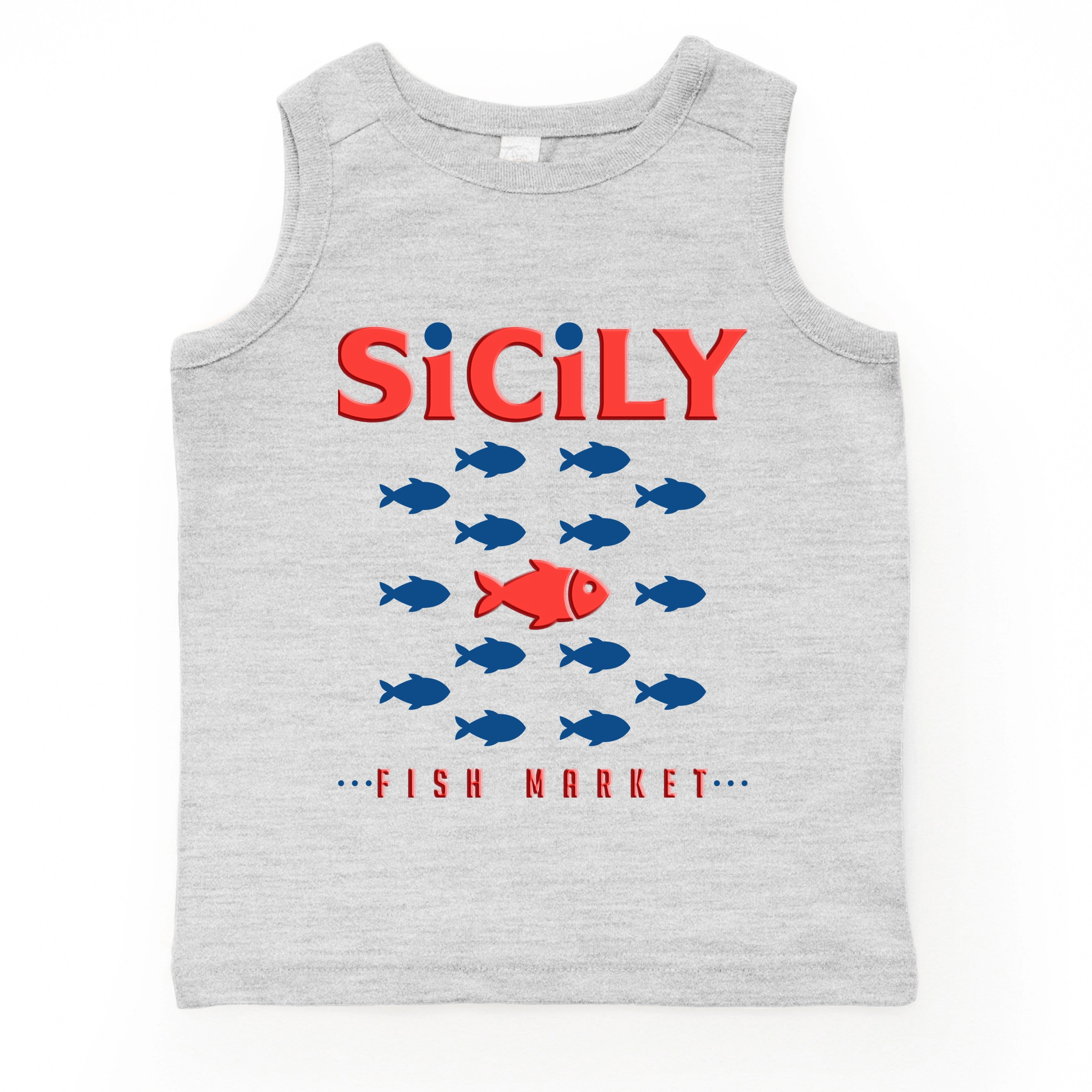 The Juniper Shop - Sicily Fish Market Puff Print Youth Tank Top