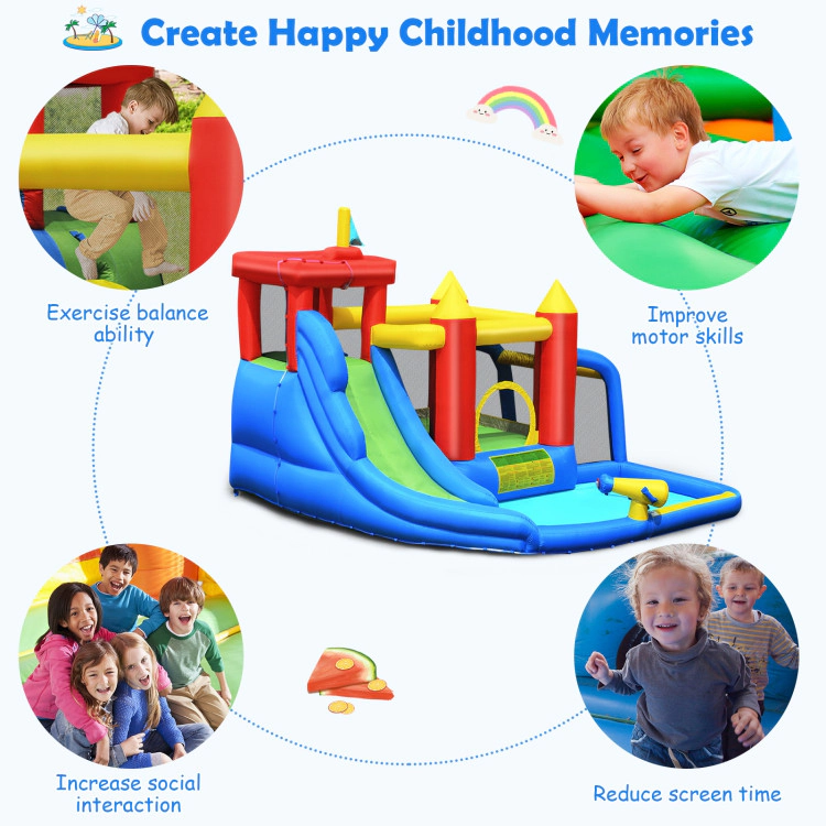 Hivvago Inflatable Bounce House Splash Pool with Water Climb Slide Blower included