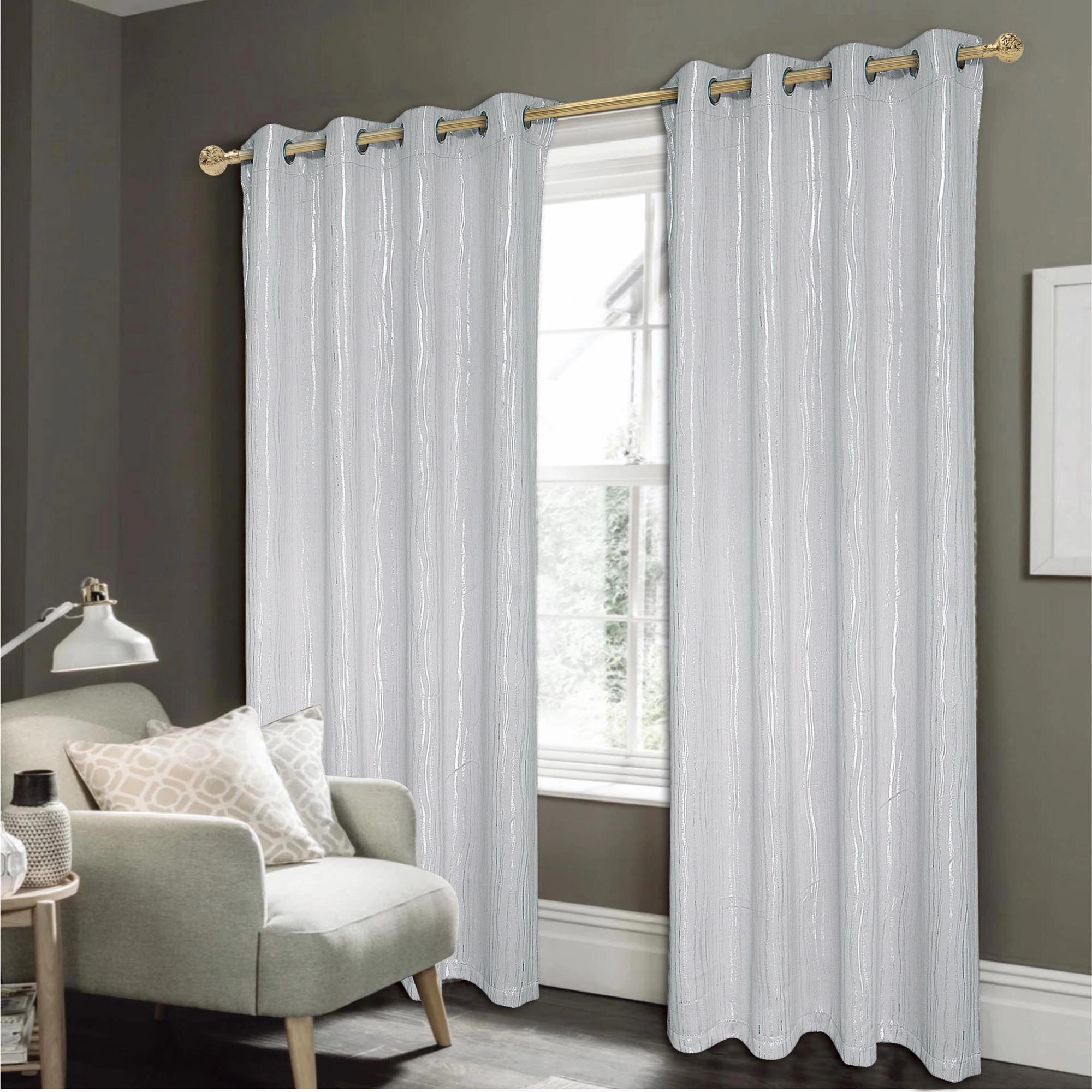 Rt Designers Collection Modern Iceland Metallic Blackout Drapery Elegant Grommet Curtain Panel 54" X 84" Silver