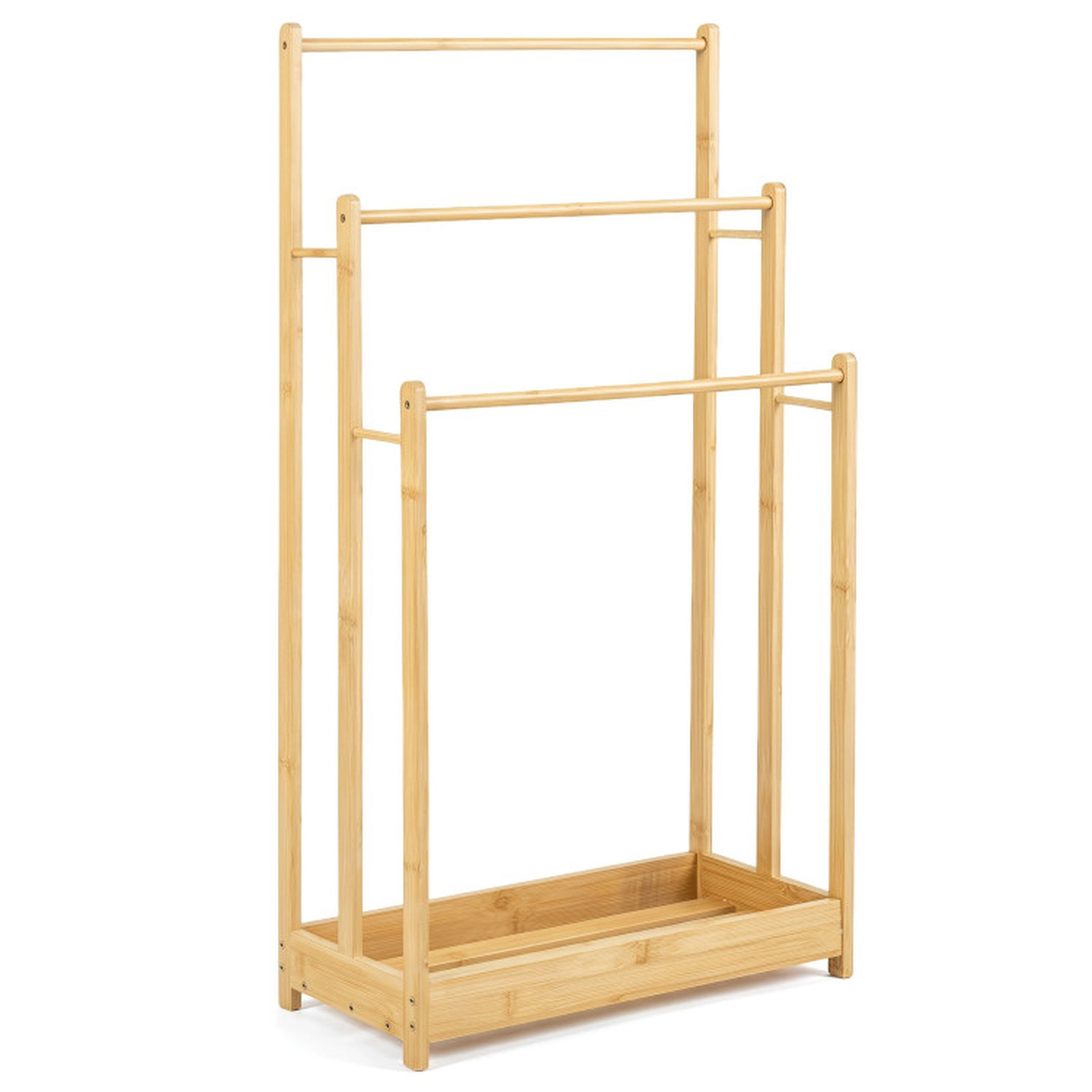 SUGIFT 3-Tier Freestanding Bamboo Side Bars Bathroom Towel Rack 18-in x 9-in x 34-in 5.5-lb per Bar 4-lb Natural