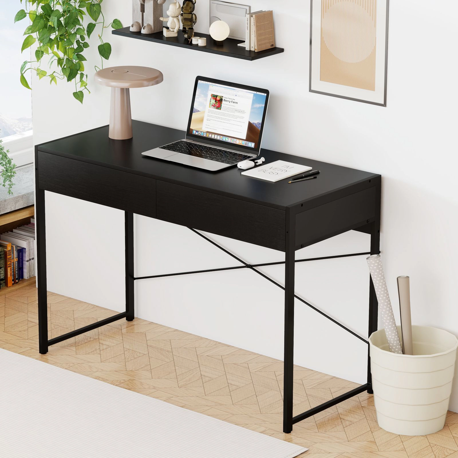 SlickBlue Home Office Desk with 2 Drawers and Reinforced Frame