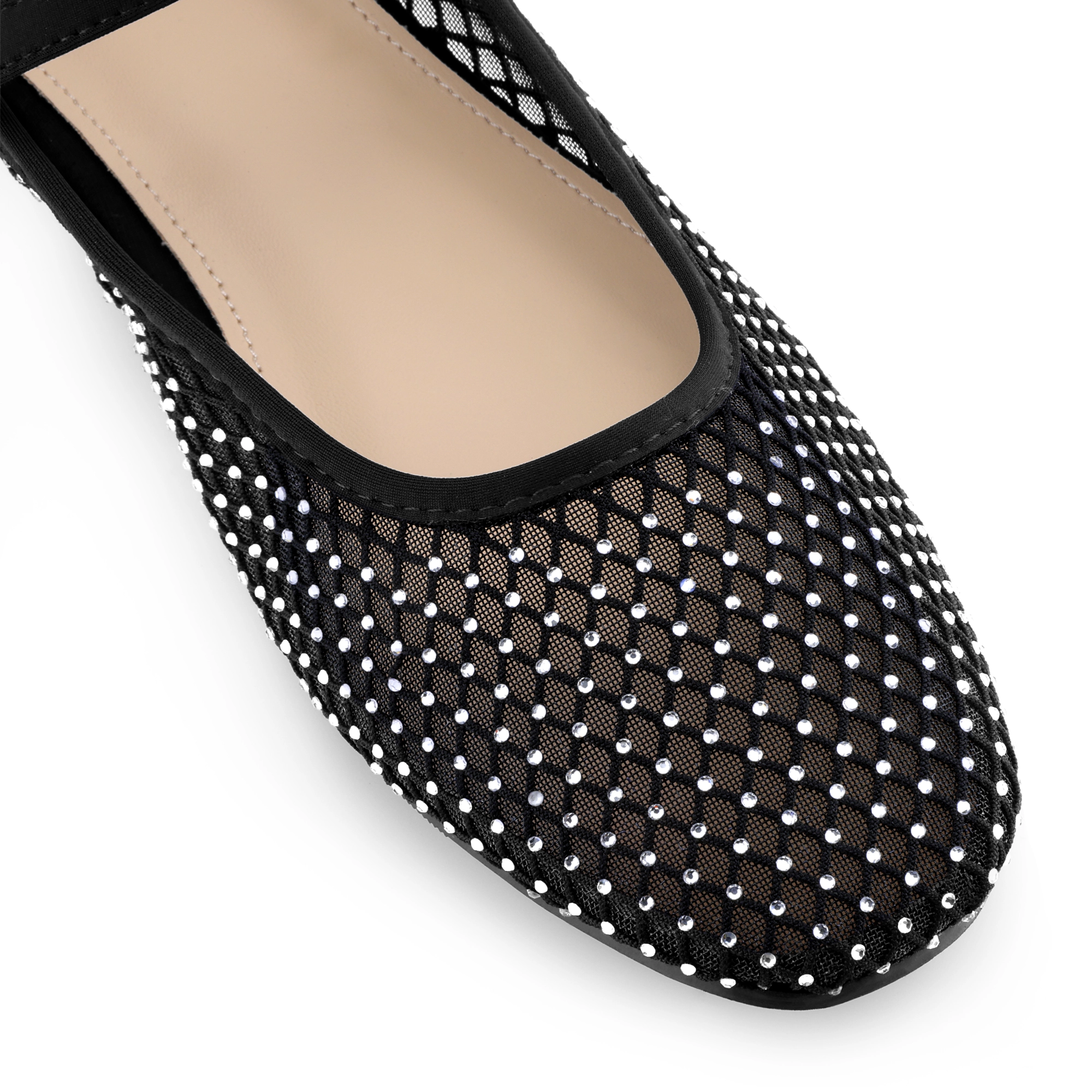 BLISSFUL STEP Women's Rhinestone Breathable Mesh Ballet Flats Pumps