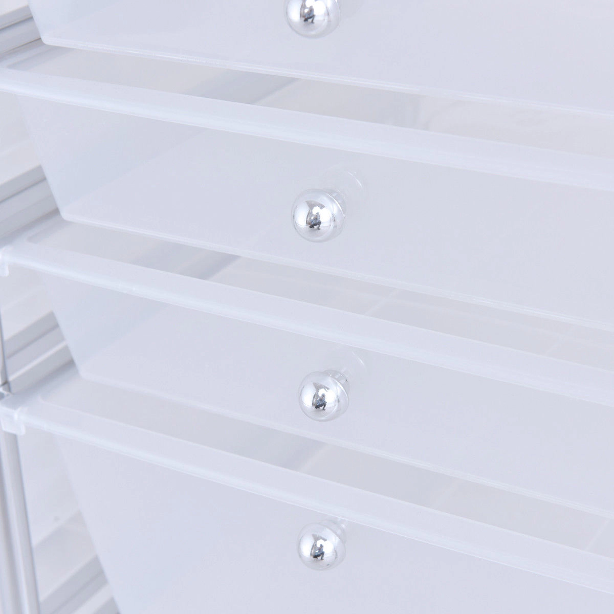 SUGIFT White 25-in 12-Drawer Rolling Cart Makeup Organizer with Vanity Storage Bins and Quiet Casters
