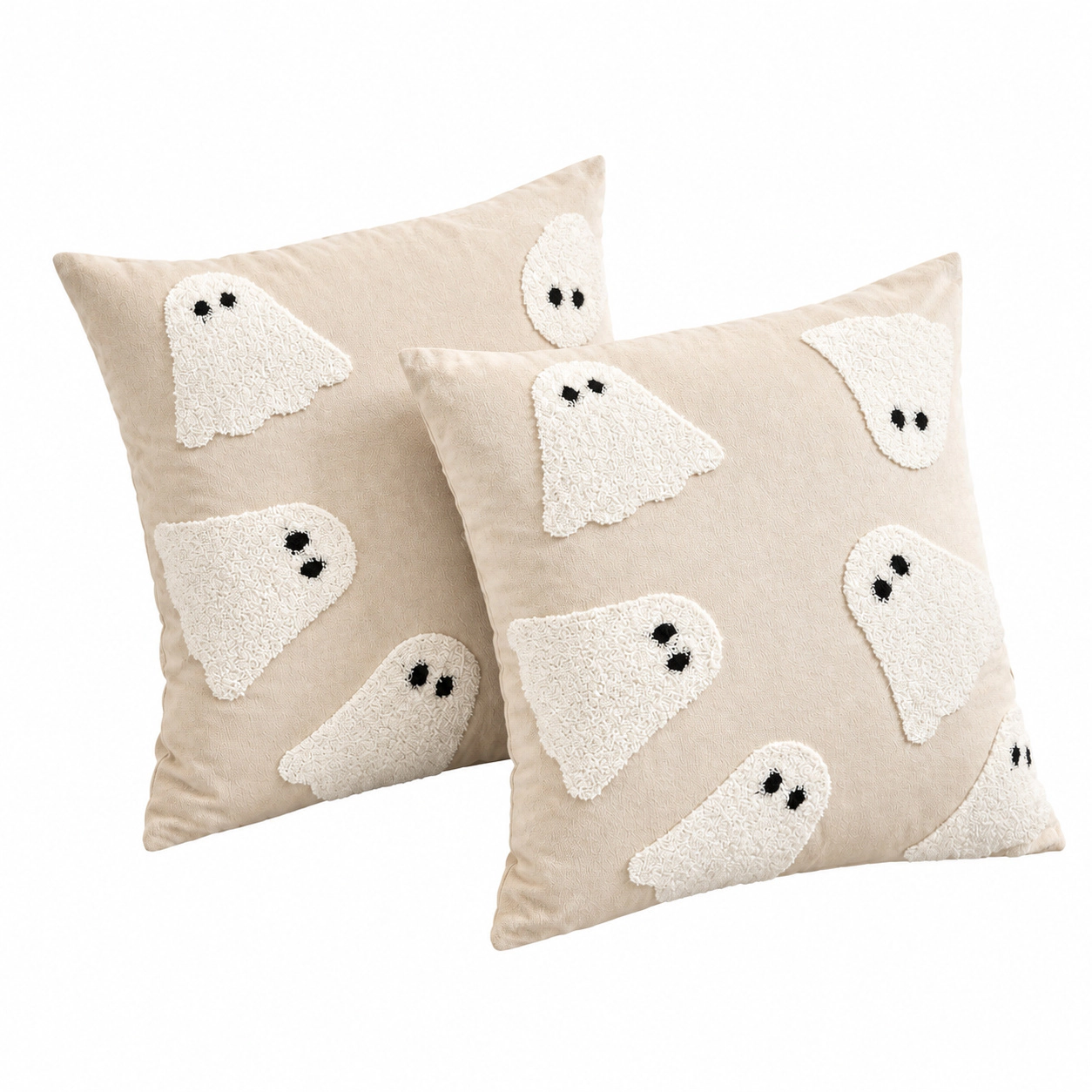 WZK Set of 2 Embroidery Ghost Indoor Outdoor Throw Pillow Covers