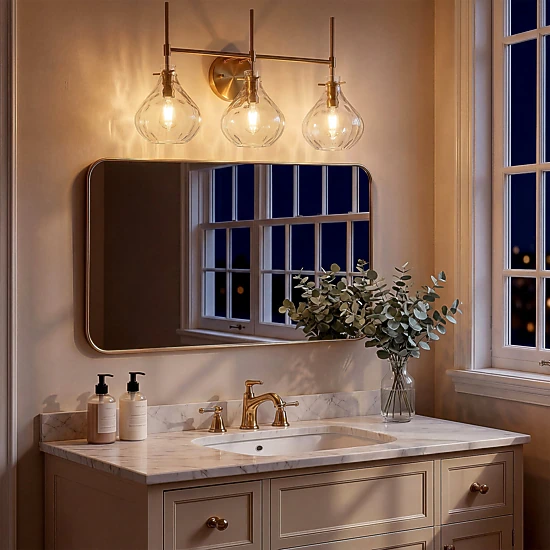 Tribesigns Three-Light Ripple Glass Shade Modern Vanity Light
