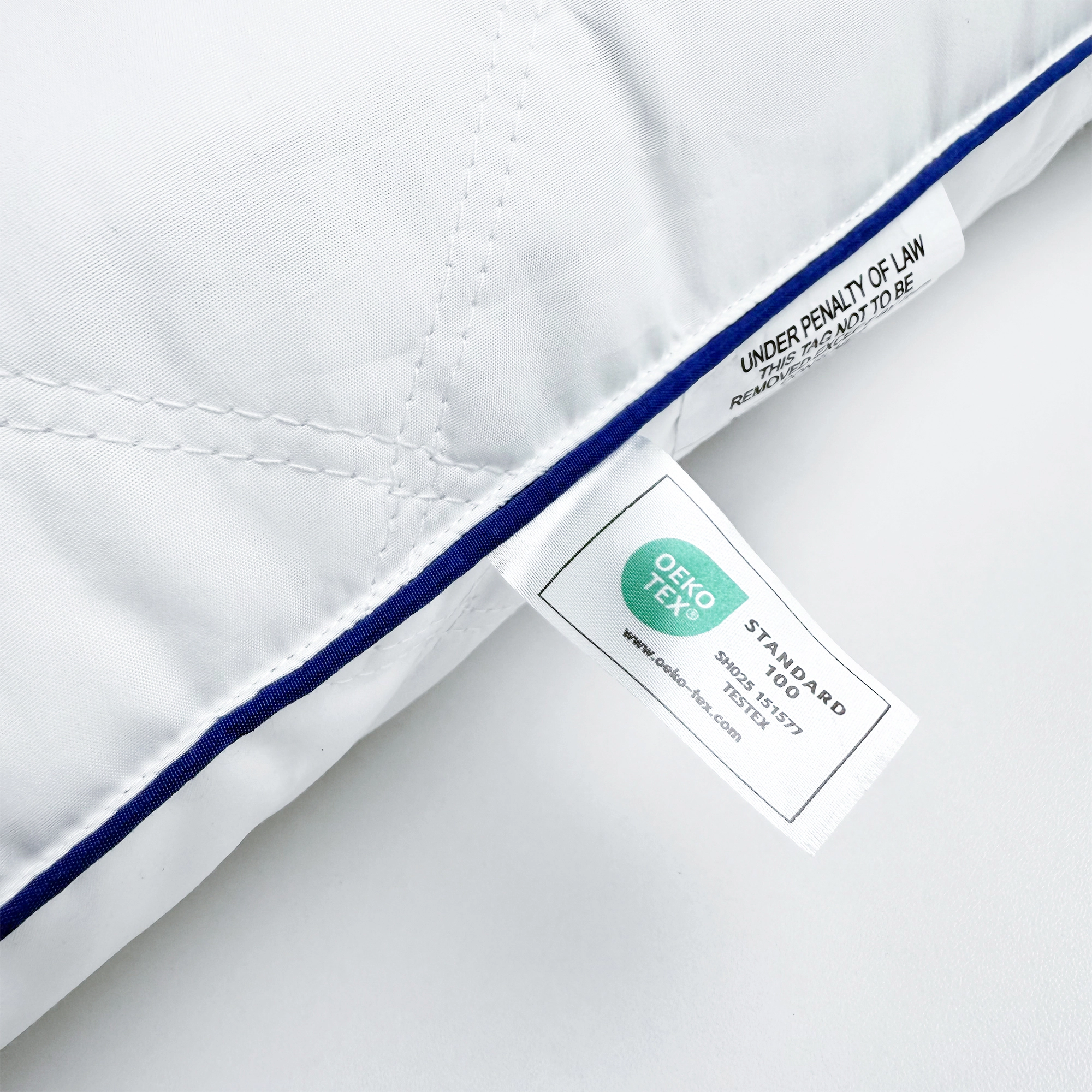 Unikome Diamond Quilted Goose Feather Pillow Set of 2, Navy Piped Hotel Support Bed Pillows