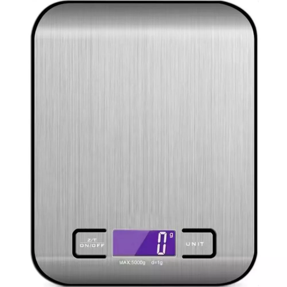Luminuxe Digital Food Scale – 11 LB Capacity, Tare Function, Stainless Steel, LCD Display, 2 AAA Batteries Included