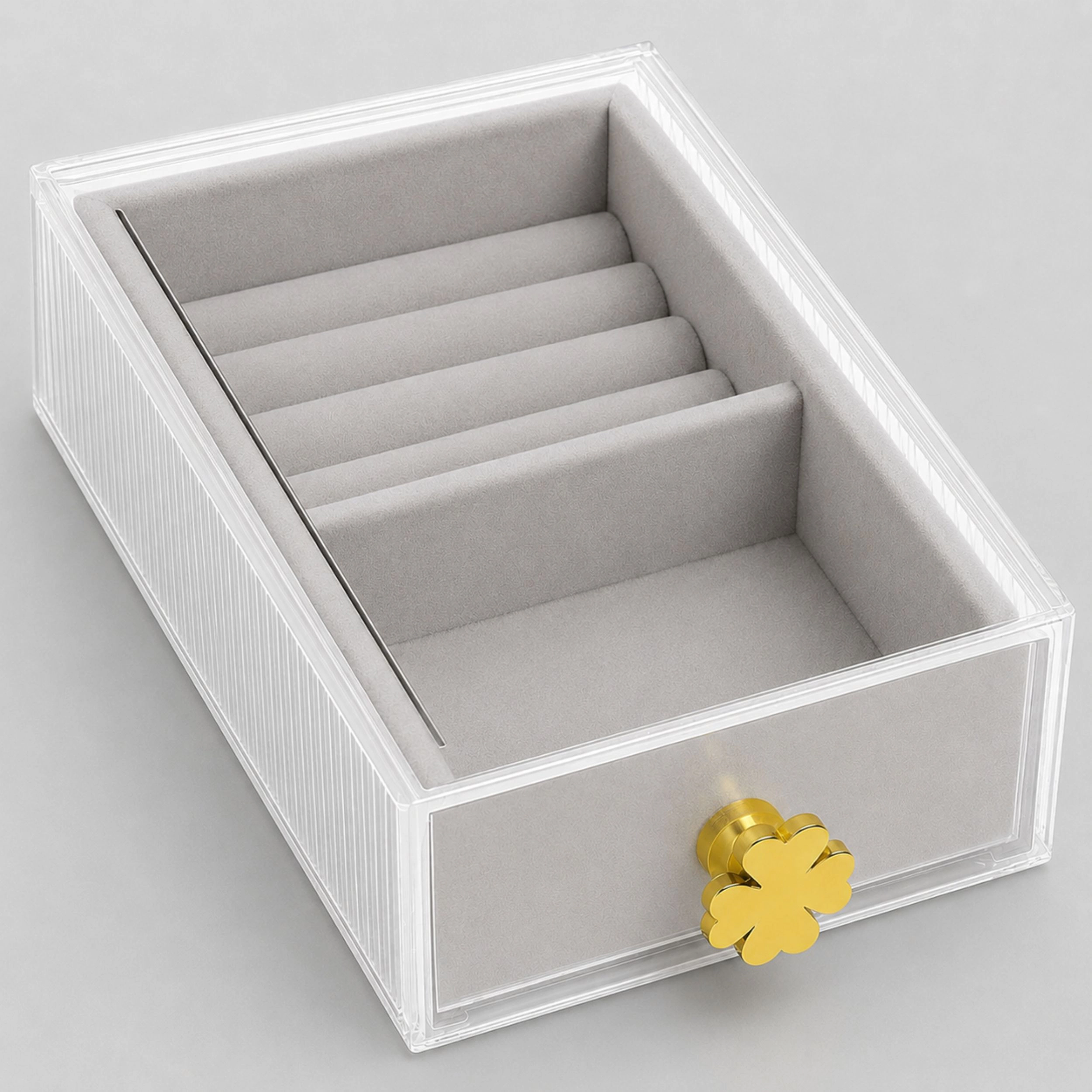 Home Collection Clear Acrylic Jewelry Organizer Box 4" x 7" with Felt Drawer
