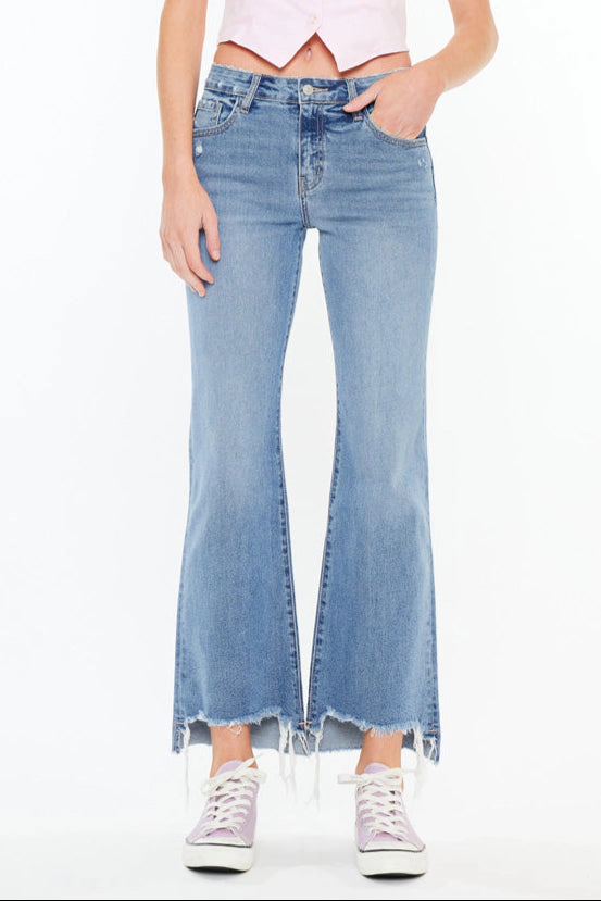 KanCan Women's Essentials High Rise Wide Flare Jeans Gwen