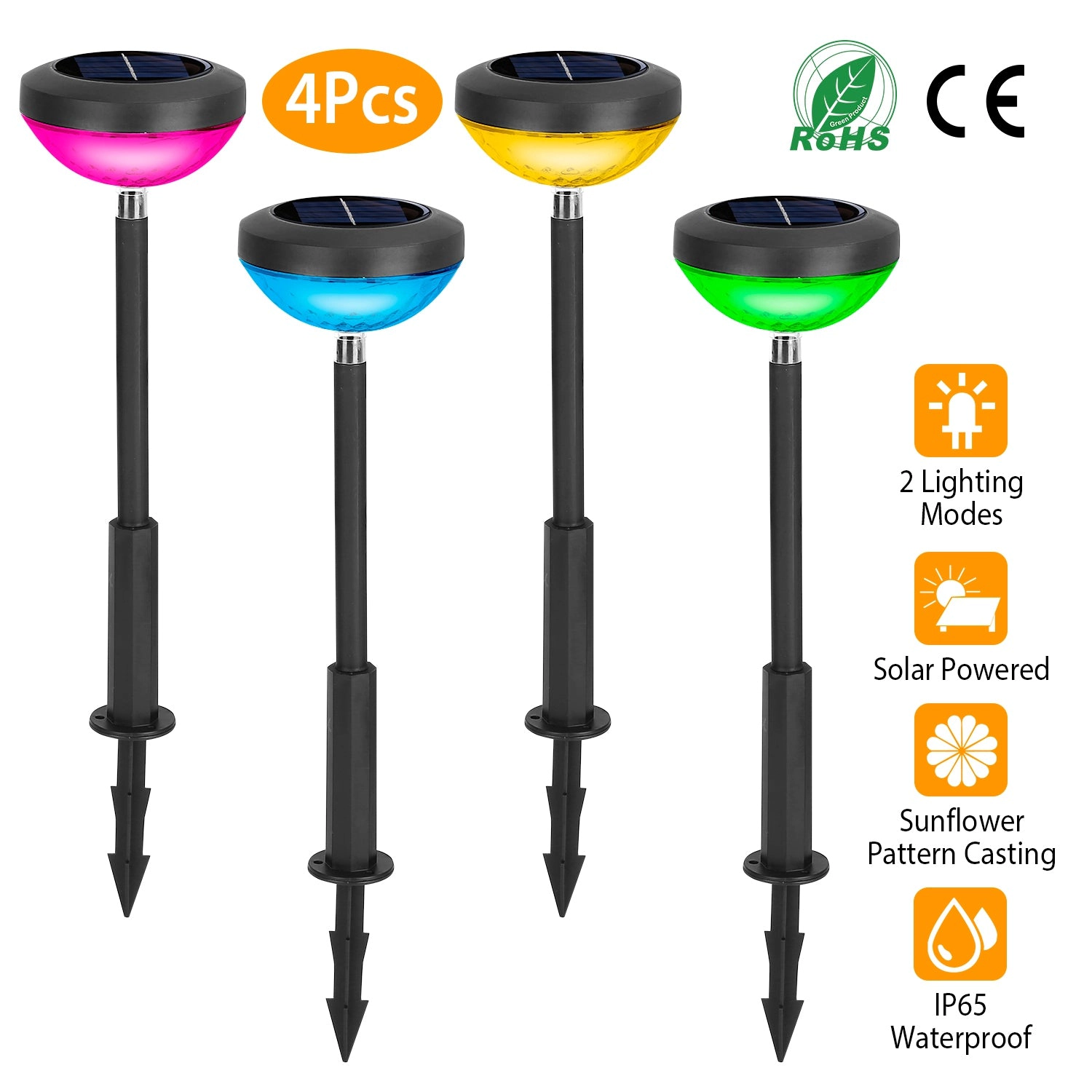 GBruno Solar Sunflower Pathway Lights 4-Pack