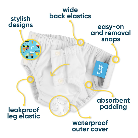 Charlie Banana Reusable Potty Training Pants Medium - Mr Dragon, Snaps Side Closure