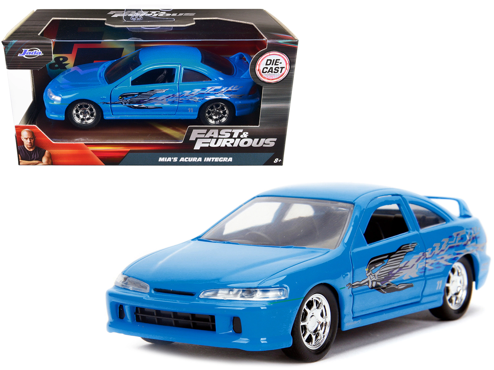 Jada Mia's Acura Integra Light Blue with Graphics "Fast & Furious" Movie 1/32 Diecast Model Car by Jada