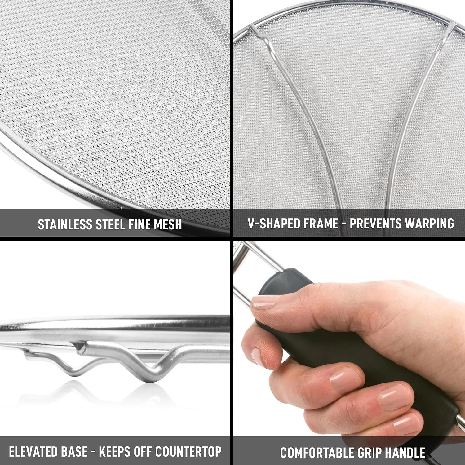 Zulay Kitchen Splatter Screen for Frying Pan 13 Inches - Grease Splatter Guard for Frying Pan