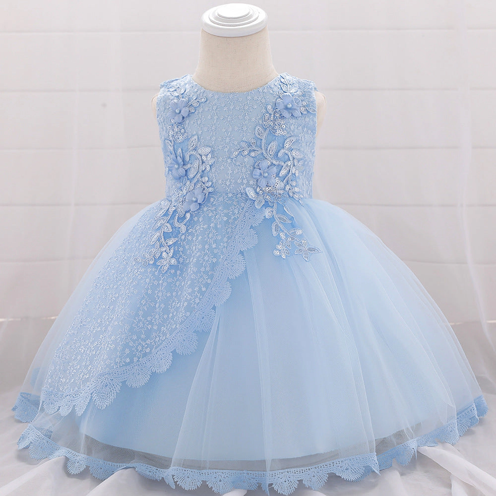 MyKids USA Baby Girl Floral Embroidered Tutu Dress