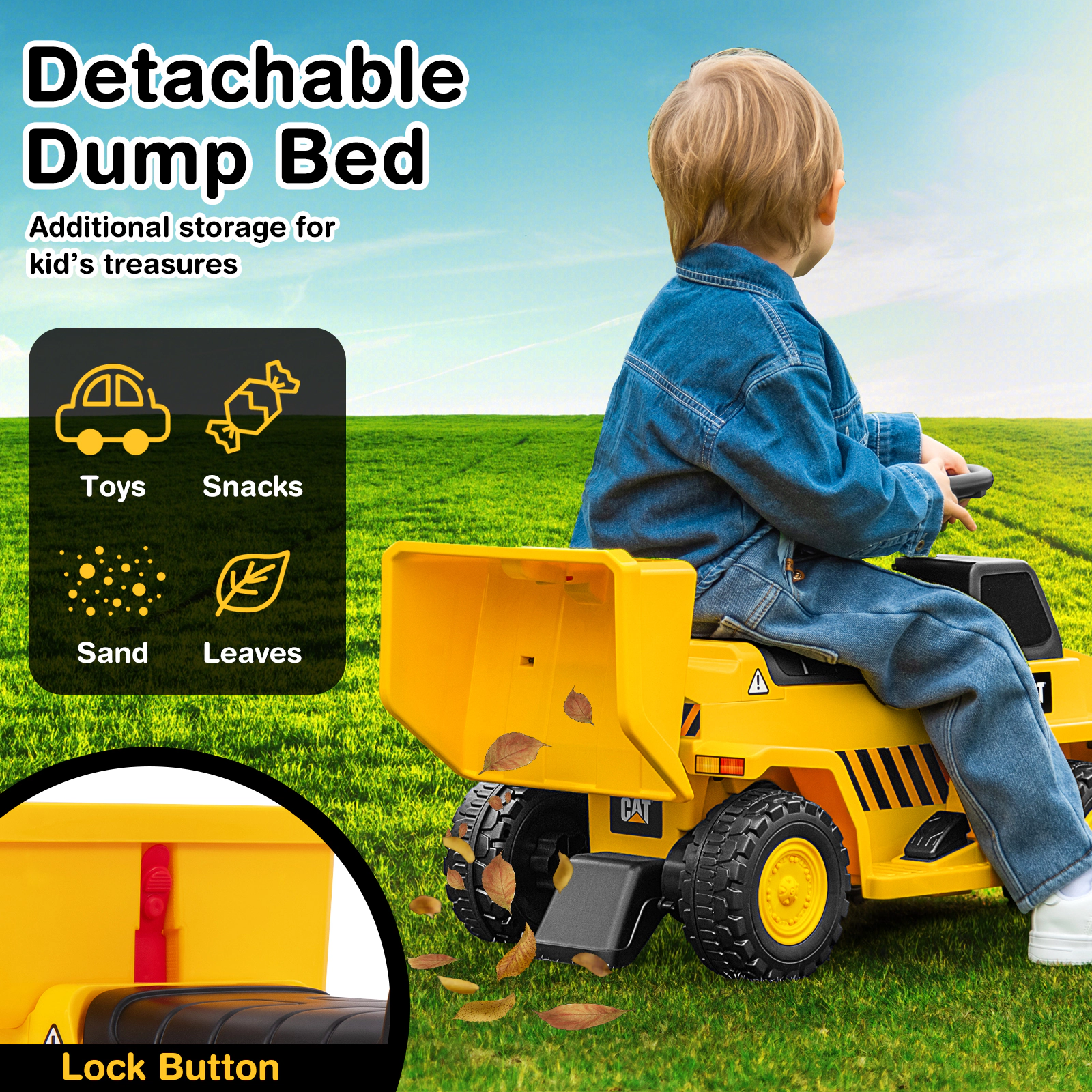 Hivvago 6V Electric Licensed Caterpillar Construction Vehicle with One-Button Start-Yellow
