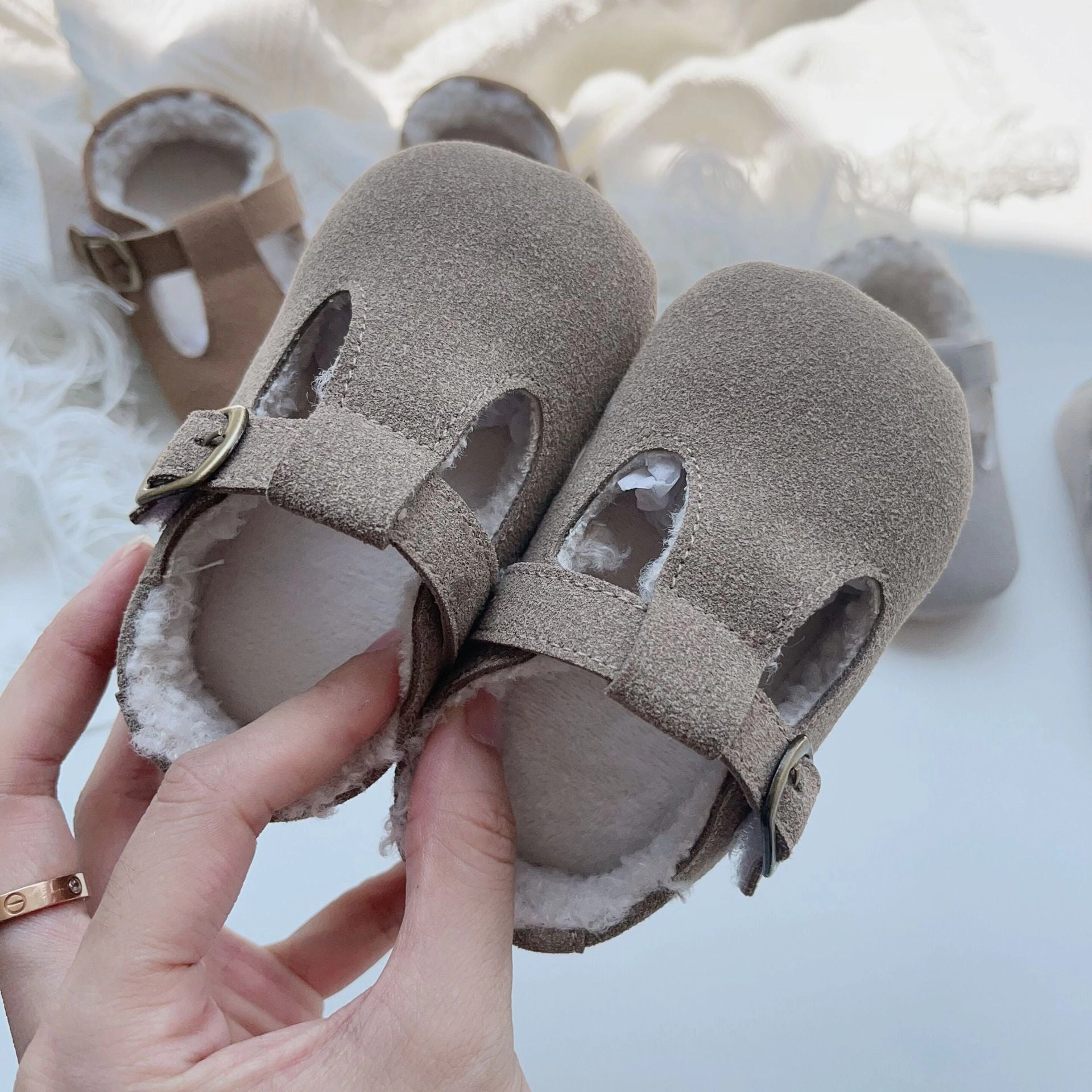 MyKids-USA Arrival Winter Baby Girl Solid Color Plush Warm Anti-Slip Shoes