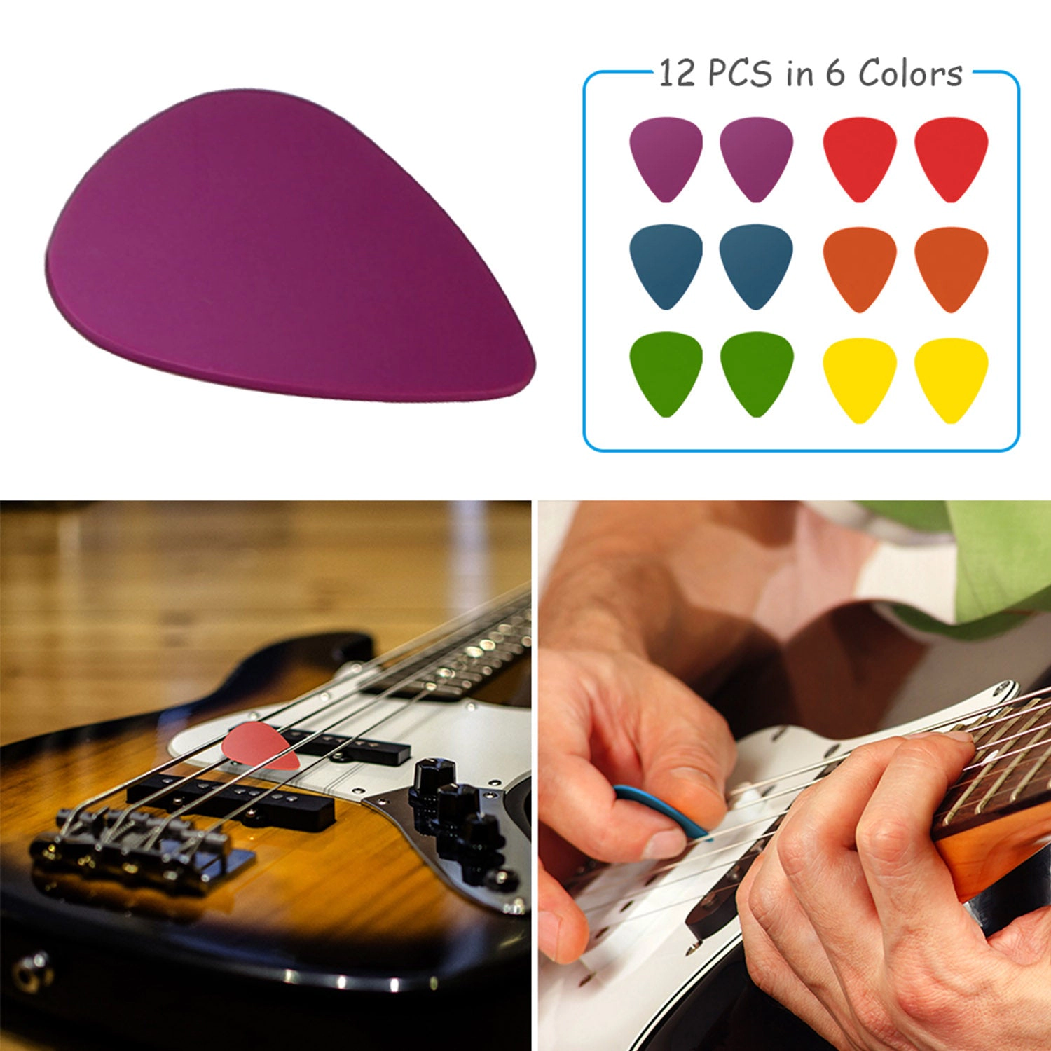 GBruno Color-Coded Guitar Picks 12 Pcs