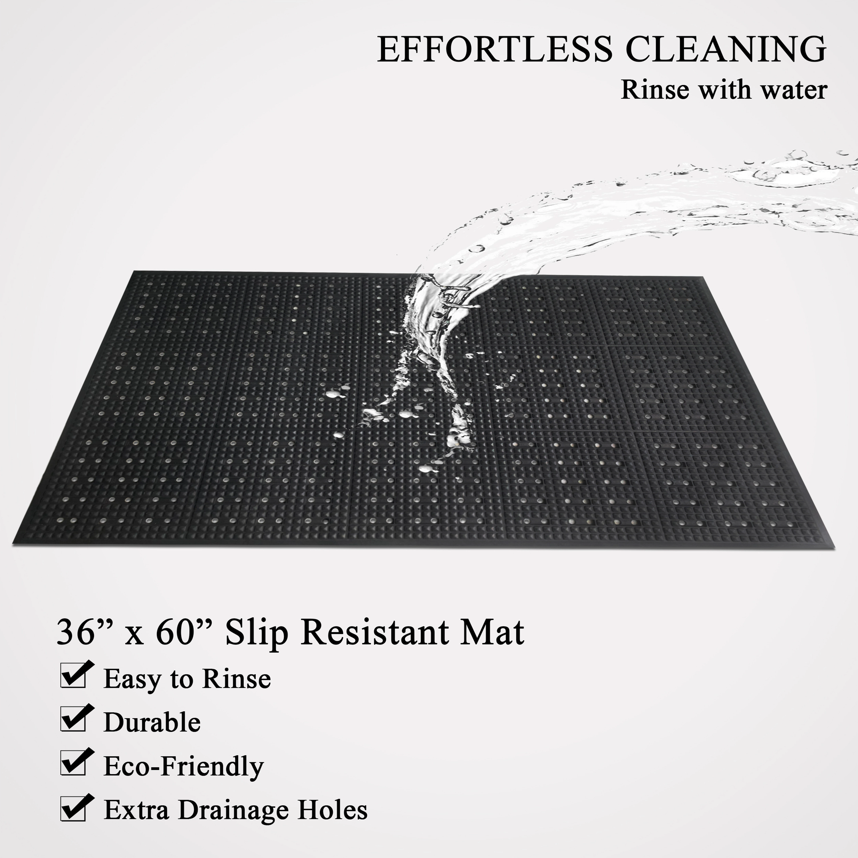 A1 Home Collections Anti-Fatigue Rubber Floor Mat, Heavy Duty Non-Slip Grease-Resistant Mat, 36 x 60 Inch