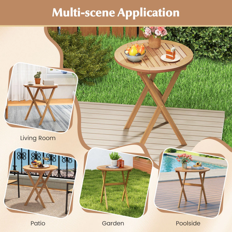 Hivvago Outdoor Side Table With Slatted Tabletop And X-Shaped Structure