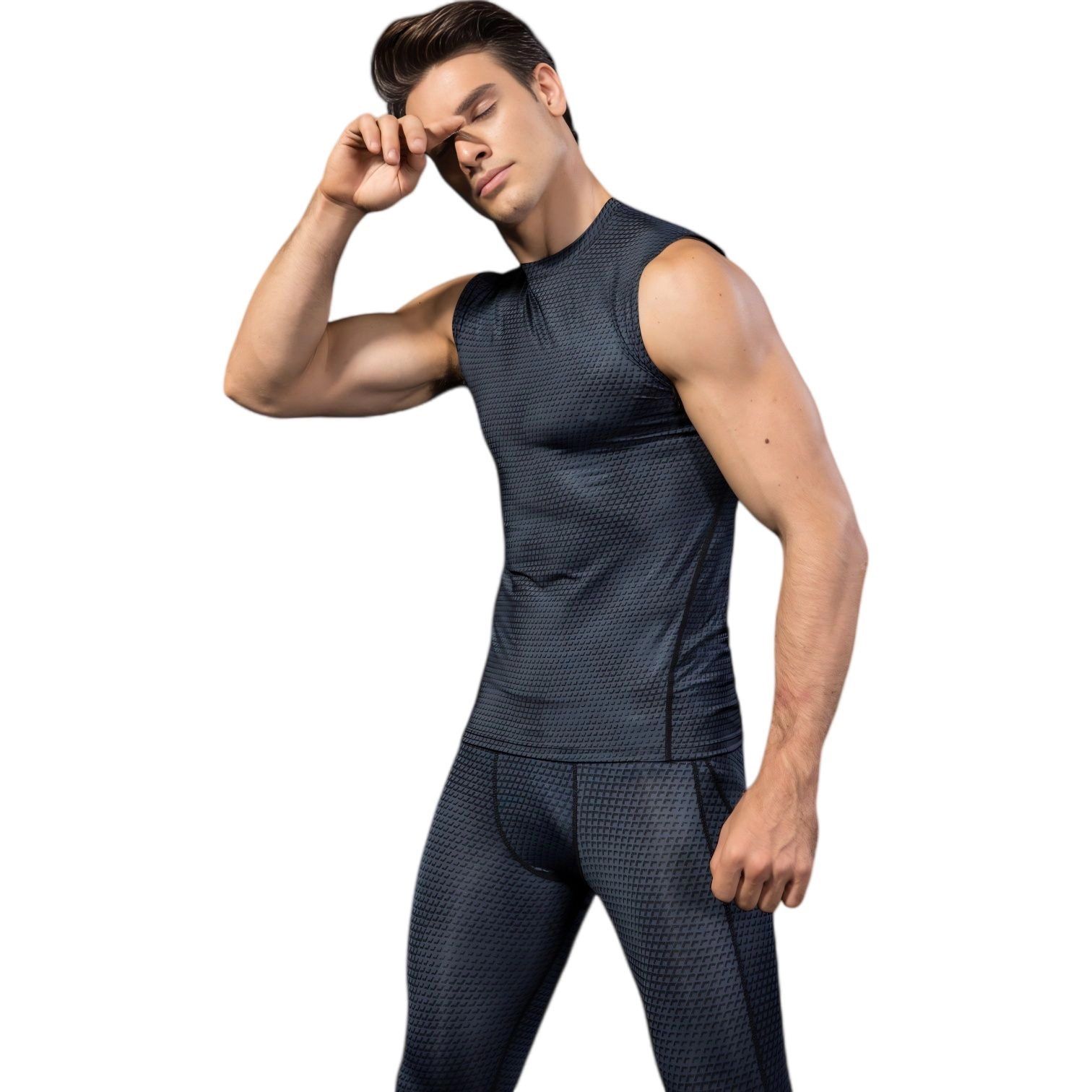 Anna-Kaci Mens Sleeveless Compression Workout Top